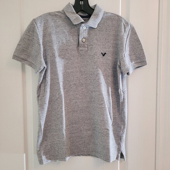 Men's American Eagle Classic Fit Grey Polo - Picture 1 of 6